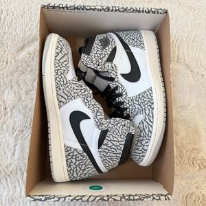 Jordan 1 High OG Elephant Print White Black Gray